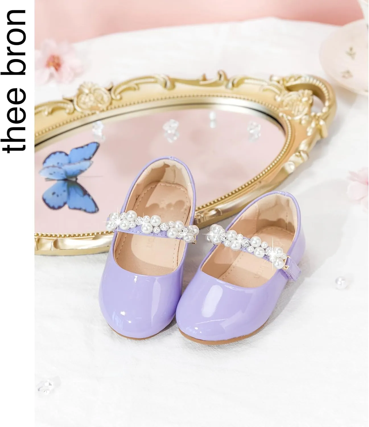 THEE BRON Toddler/Little Girl Mary Jane Flats Princess Dress Shoes