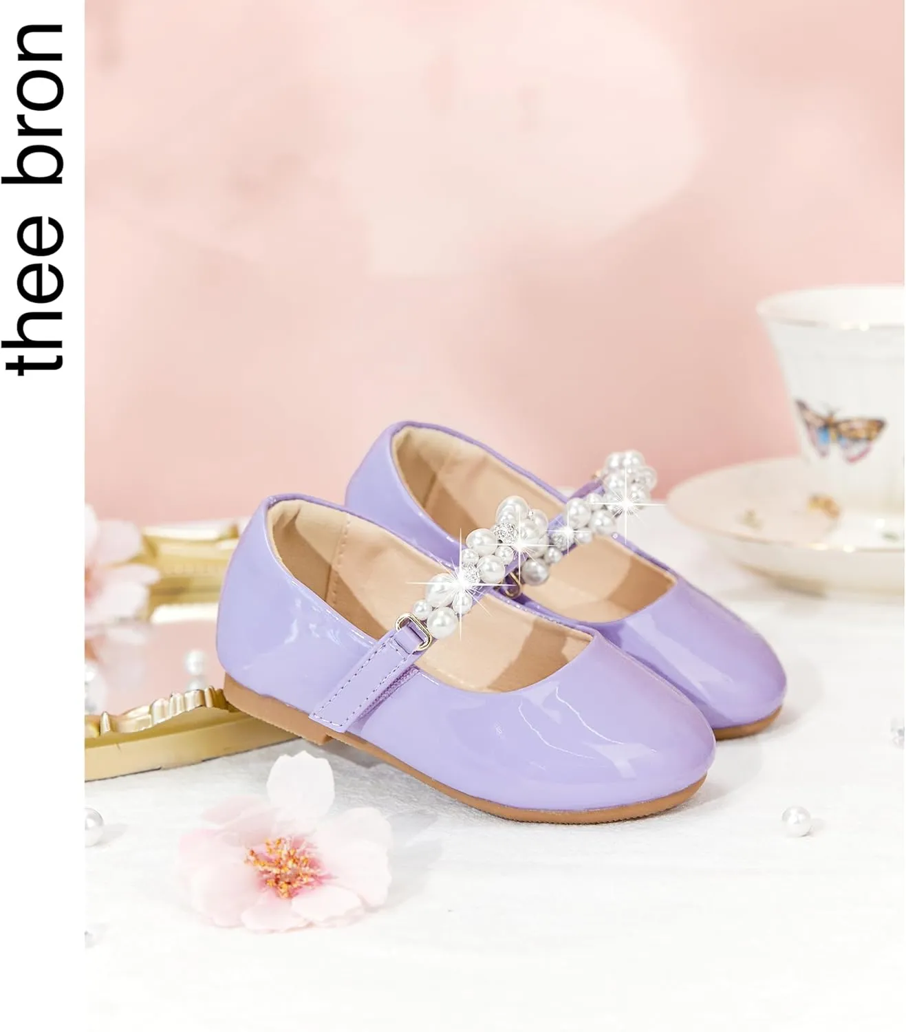 THEE BRON Toddler/Little Girl Mary Jane Flats Princess Dress Shoes