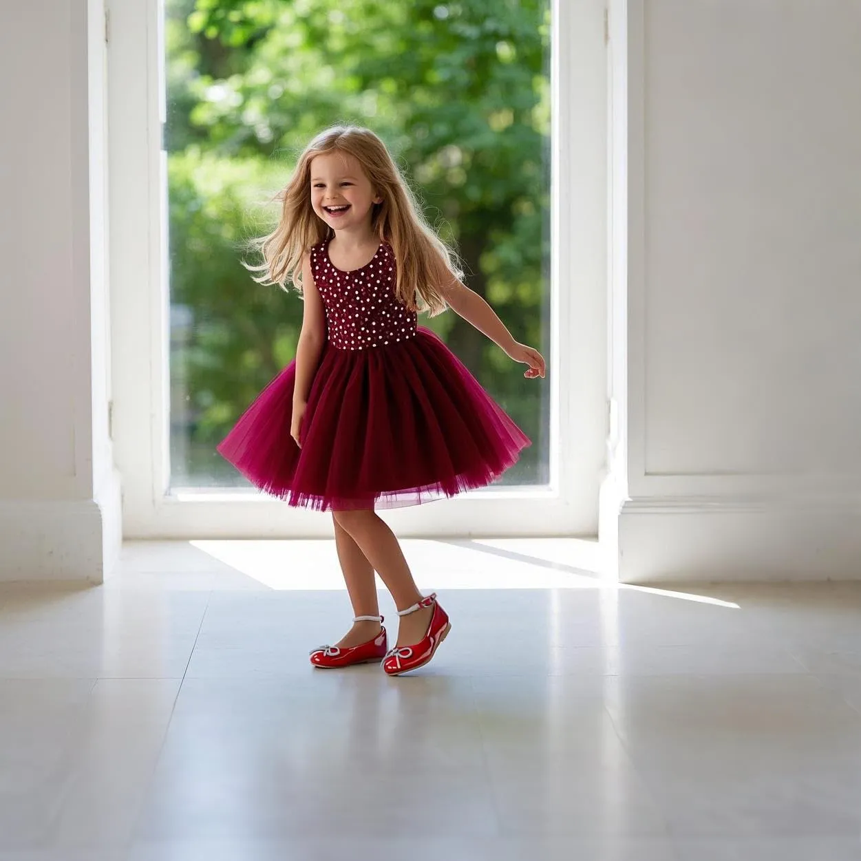 THEE BRON Toddler/Little Girl Mary Jane Flats Princess Dress Shoes