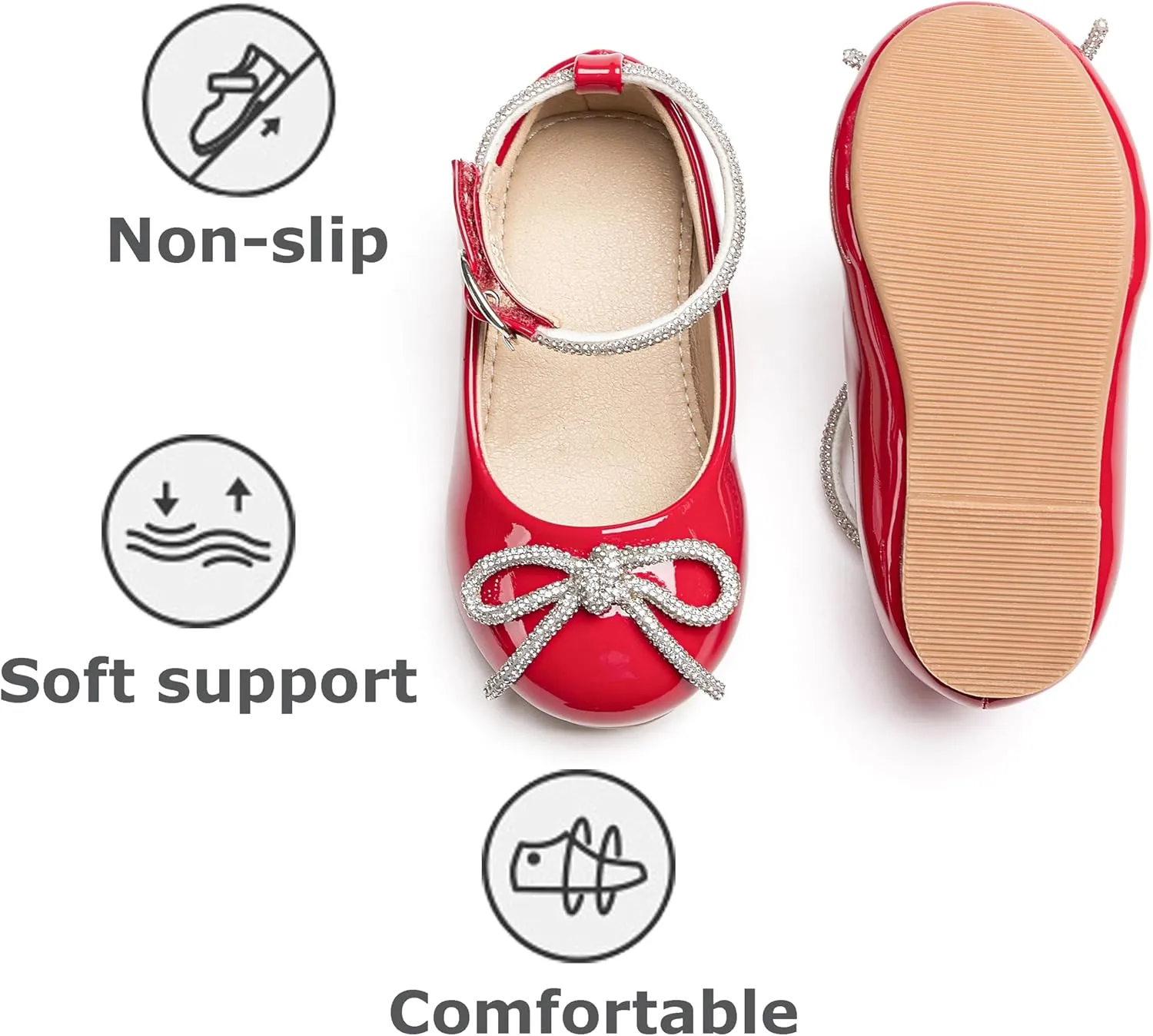 THEE BRON Toddler/Little Girl Mary Jane Flats Princess Dress Shoes