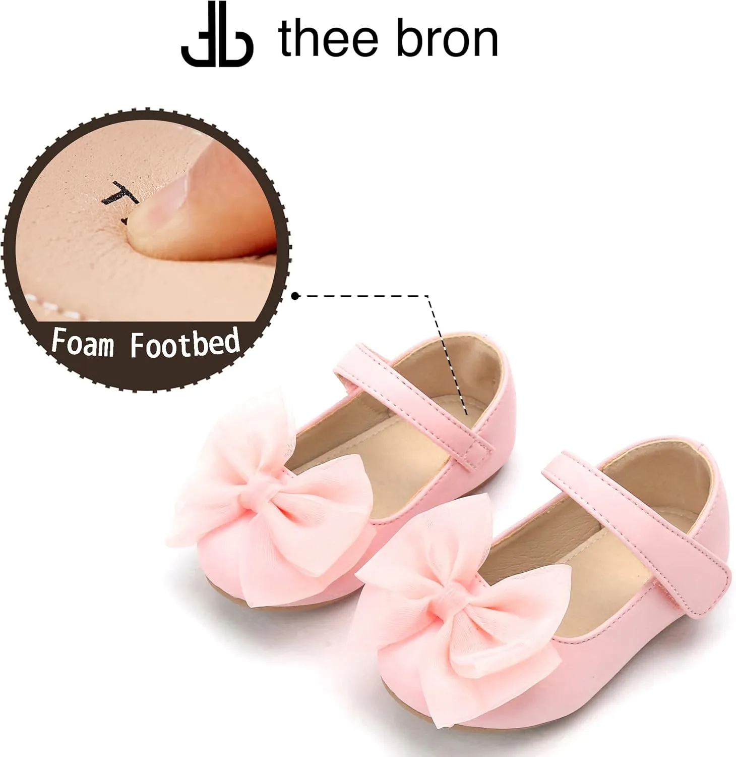 THEE BRON Toddler/Little Girl Mary Jane Flats Princess Dress Shoes
