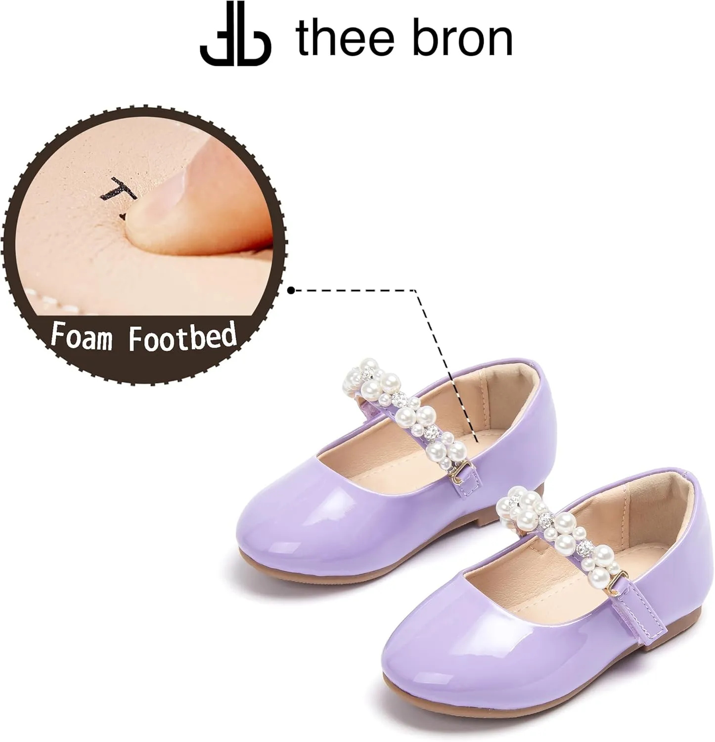 THEE BRON Toddler/Little Girl Mary Jane Flats Princess Dress Shoes
