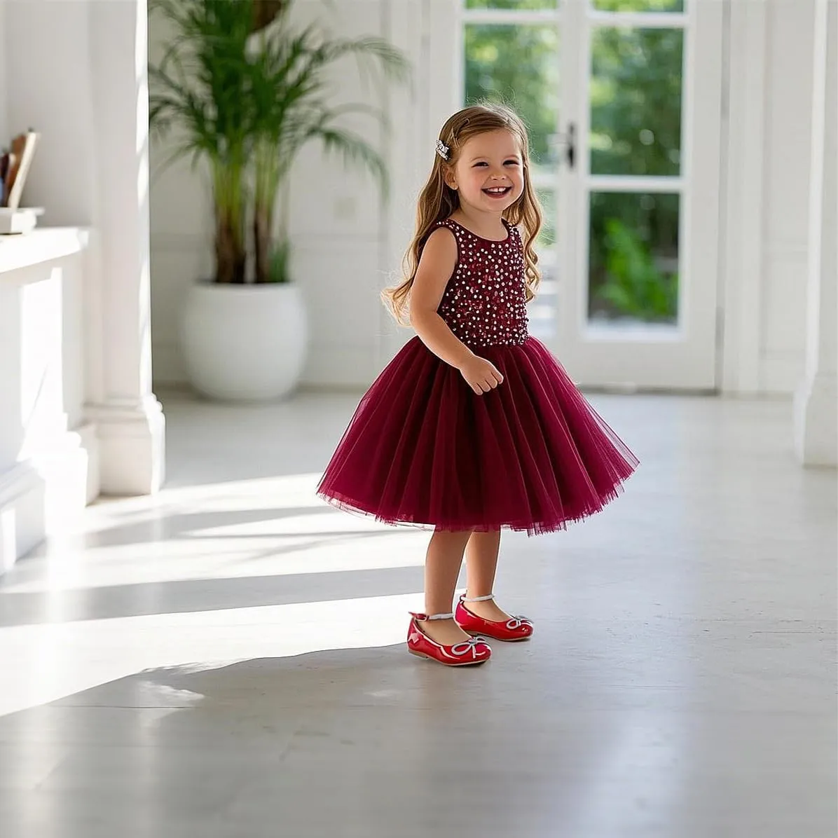 THEE BRON Toddler/Little Girl Mary Jane Flats Princess Dress Shoes