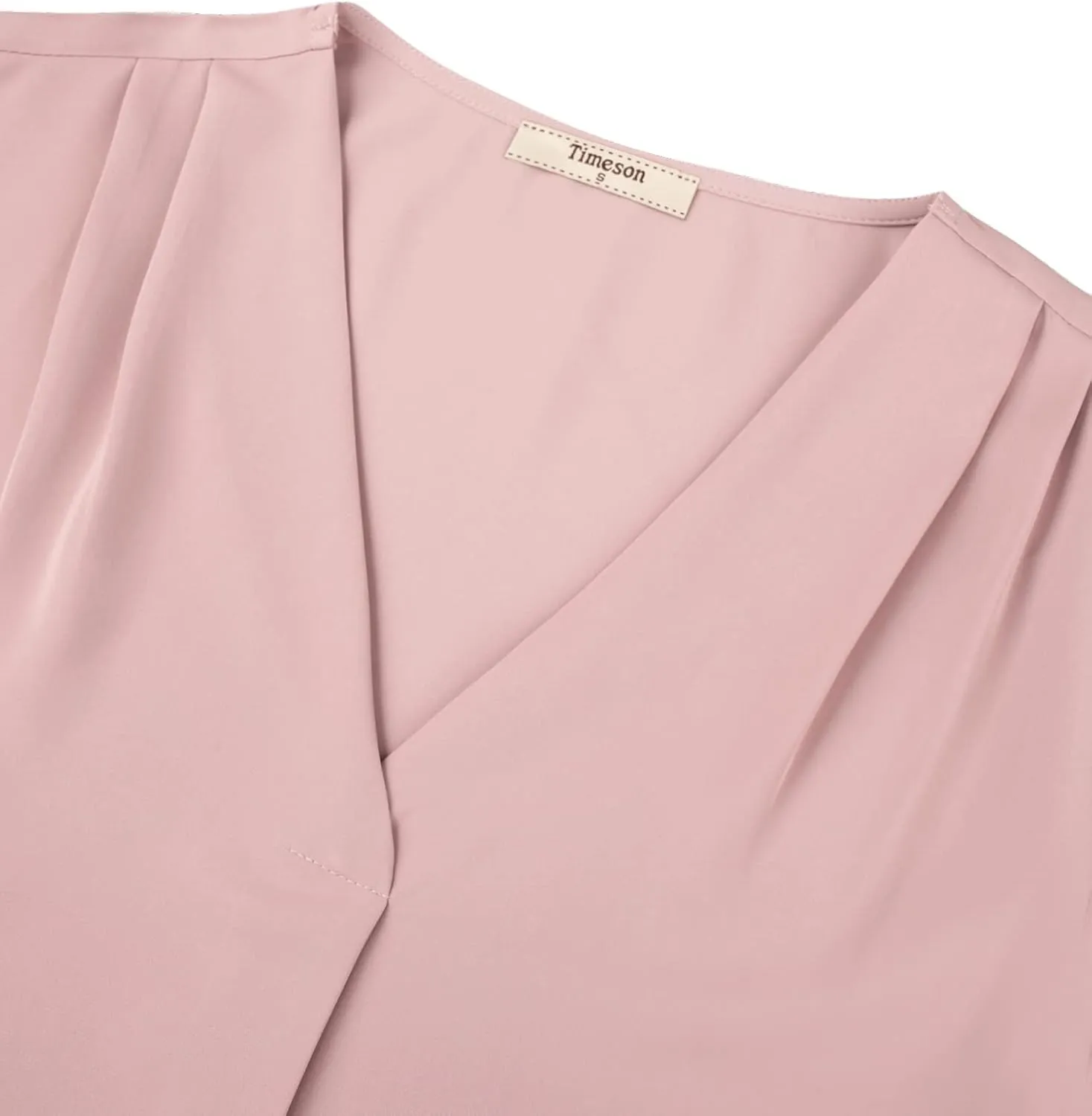 Timeson Women's V Neck Chiffon Blouse Ruffle Sleeve Ladies Work Shirts