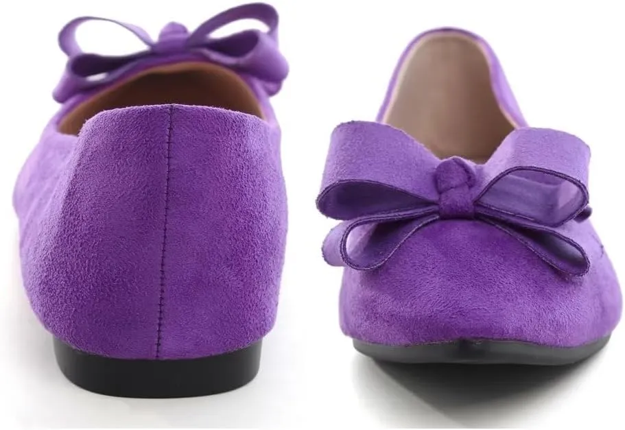 TN TANGNEST Women's Summer Dress Flats - Comfortable Pointed Toe Bowknot Ballet Shoes for Woman - Soft Suede Driving Flats