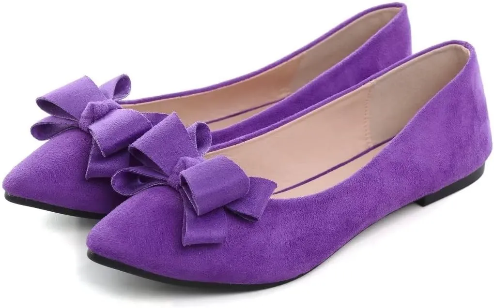 TN TANGNEST Women's Summer Dress Flats - Comfortable Pointed Toe Bowknot Ballet Shoes for Woman - Soft Suede Driving Flats
