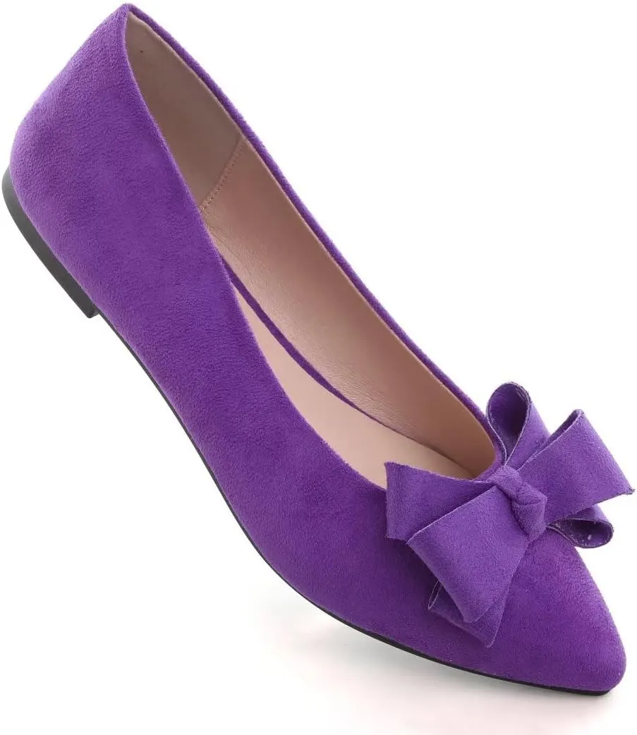 TN TANGNEST Women's Summer Dress Flats - Comfortable Pointed Toe Bowknot Ballet Shoes for Woman - Soft Suede Driving Flats
