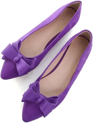 TN TANGNEST Women's Summer Dress Flats - Comfortable Pointed Toe Bowknot Ballet Shoes for Woman - Soft Suede Driving Flats
