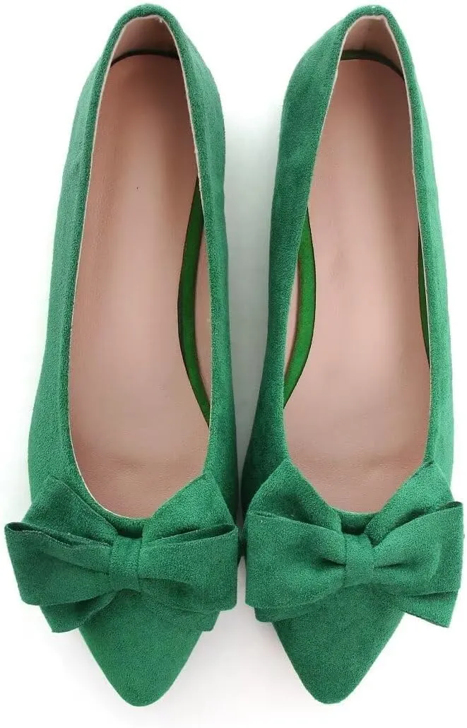 TN TANGNEST Women's Summer Dress Flats - Comfortable Pointed Toe Bowknot Ballet Shoes for Woman - Soft Suede Driving Flats