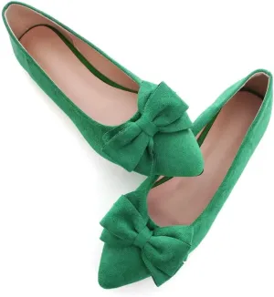 TN TANGNEST Women's Summer Dress Flats - Comfortable Pointed Toe Bowknot Ballet Shoes for Woman - Soft Suede Driving Flats