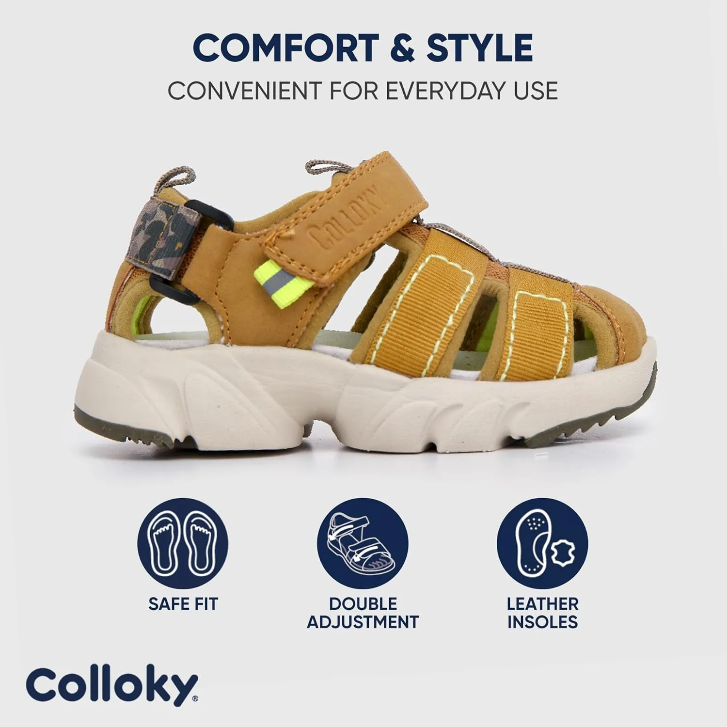 Toddler Boys Buckle Sandals - Closed Toe, Breathable & Adjustable Fit for Outdoor Adventures - Perfect Fit & Stylish Design