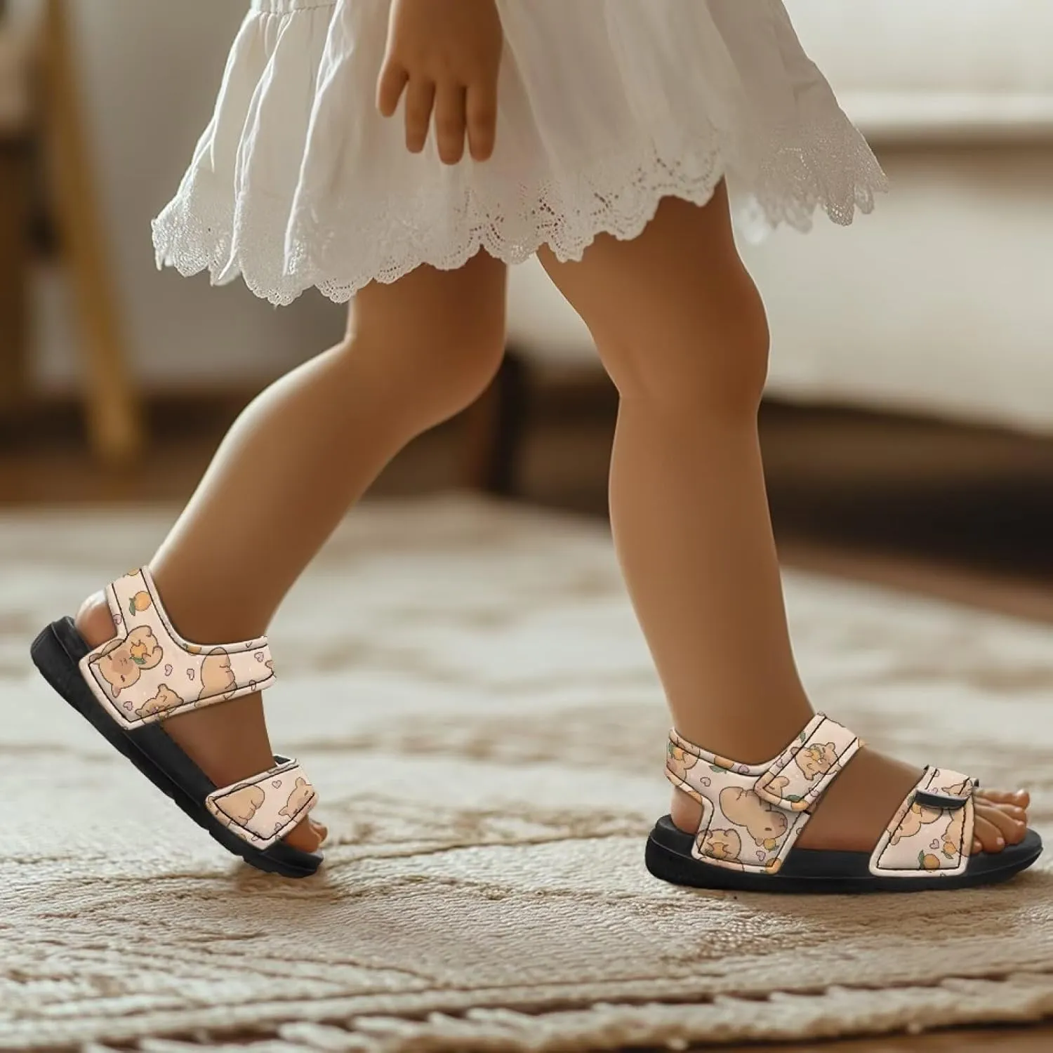 Toddler Double Strap Sandals Open Toe Adjustable Buckles Kids Sport Water Shoes Beach Sandals for Boys and Girls