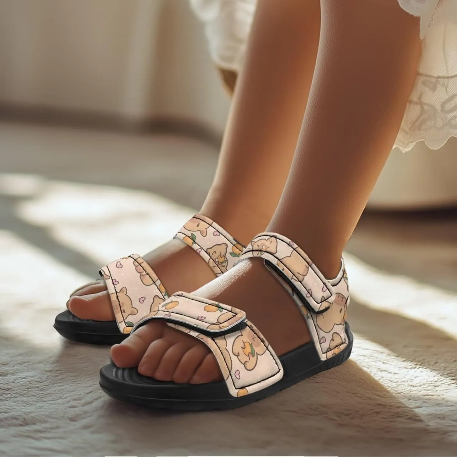 Toddler Double Strap Sandals Open Toe Adjustable Buckles Kids Sport Water Shoes Beach Sandals for Boys and Girls