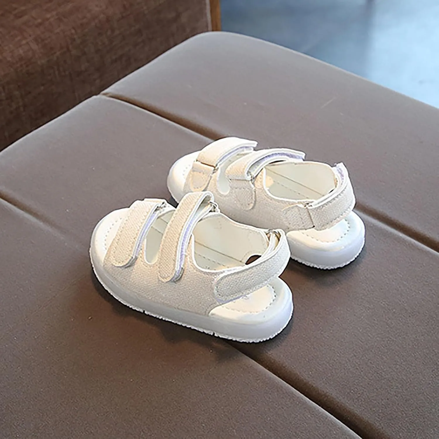 Toddler Light Up Sandals, Slip On Non Slip Adjustable Strap Open Toe Beach Water Shoes, Kids Cute Luminous Sandals