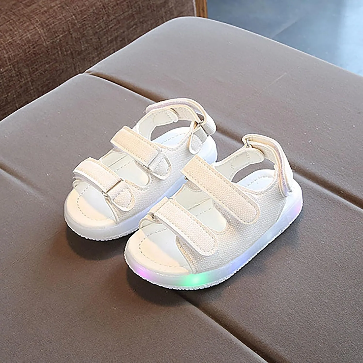Toddler Light Up Sandals, Slip On Non Slip Adjustable Strap Open Toe Beach Water Shoes, Kids Cute Luminous Sandals