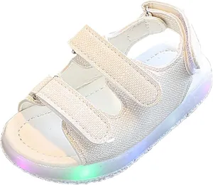 Toddler Light Up Sandals, Slip On Non Slip Adjustable Strap Open Toe Beach Water Shoes, Kids Cute Luminous Sandals