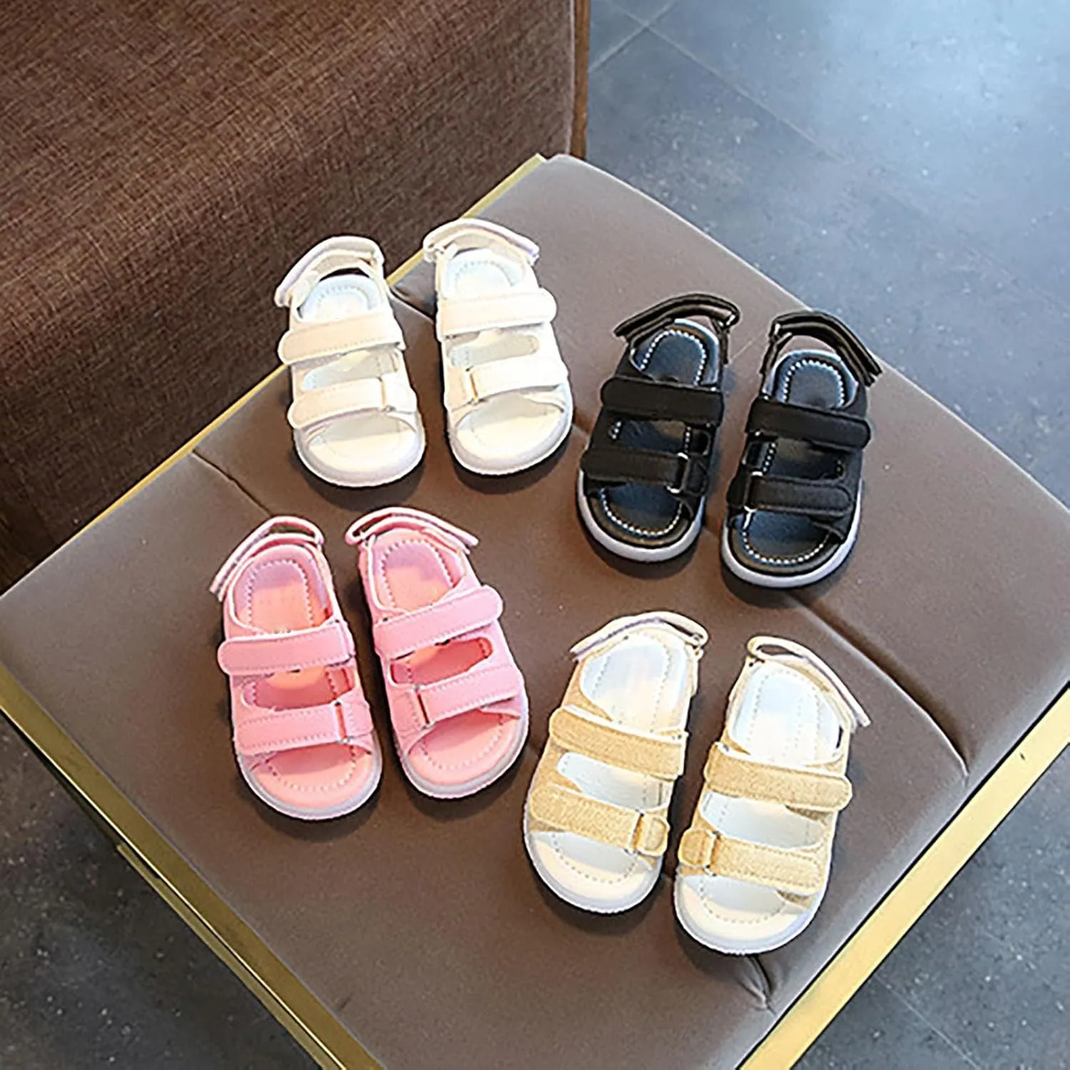 Toddler Light Up Sandals, Slip On Non Slip Adjustable Strap Open Toe Beach Water Shoes, Kids Cute Luminous Sandals