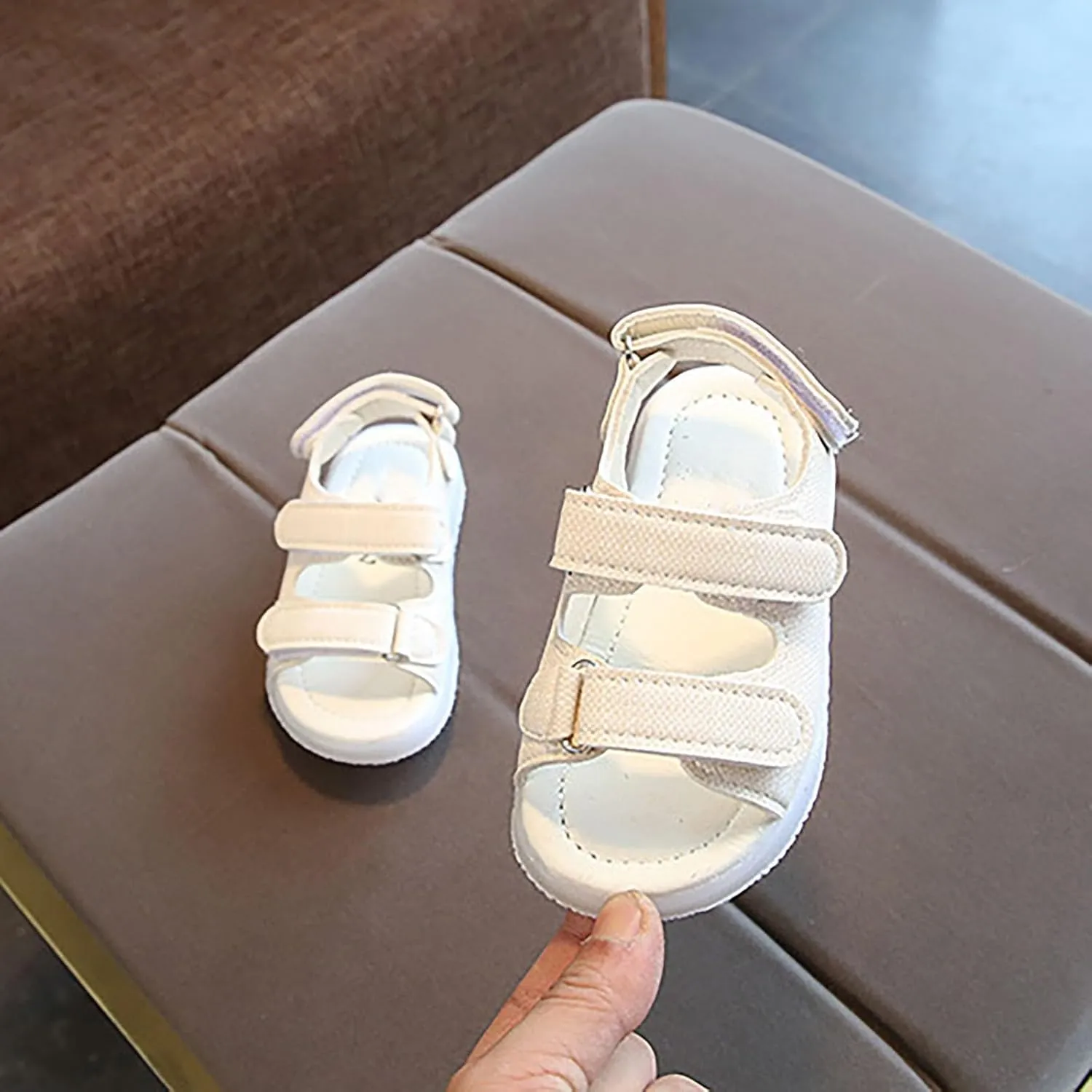 Toddler Light Up Sandals, Slip On Non Slip Adjustable Strap Open Toe Beach Water Shoes, Kids Cute Luminous Sandals