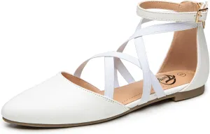 Trary Black Flats for Women, Mary Jane Shoes, Ballet Flats with Ankle Strap, Dressy Comfortable Pointed Toe Shoes
