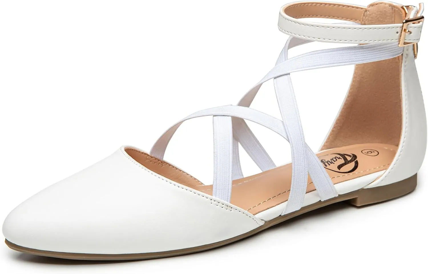 Trary Black Flats for Women, Mary Jane Shoes, Ballet Flats with Ankle Strap, Dressy Comfortable Pointed Toe Shoes