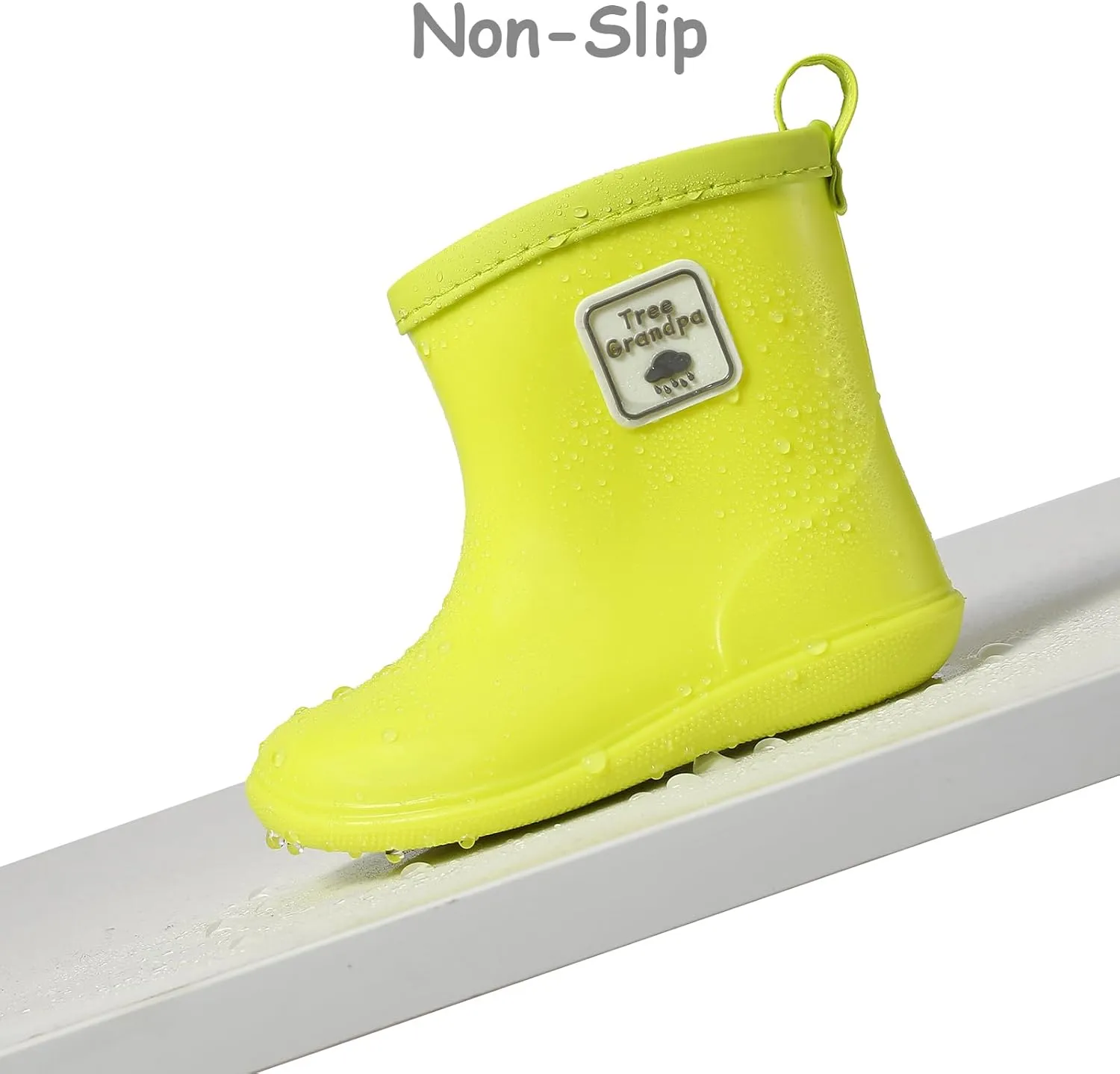 Tree Grandpa Toddler Rain Boots Baby Kids Easy-on Rain shoes Children Waterproof Shoes for Boys Girls(1-6 Years)
