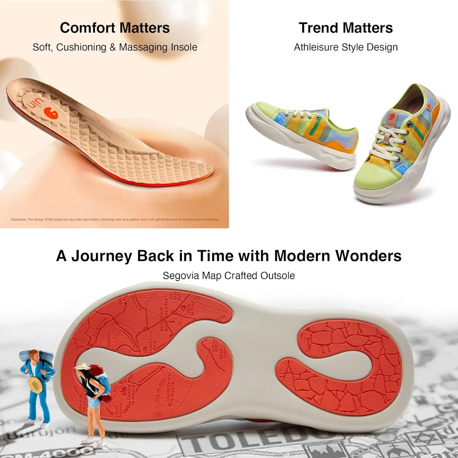 UIN Women's Skateboard Shoes Fashion Sneakers Walking Art Travel Shoes Segovia