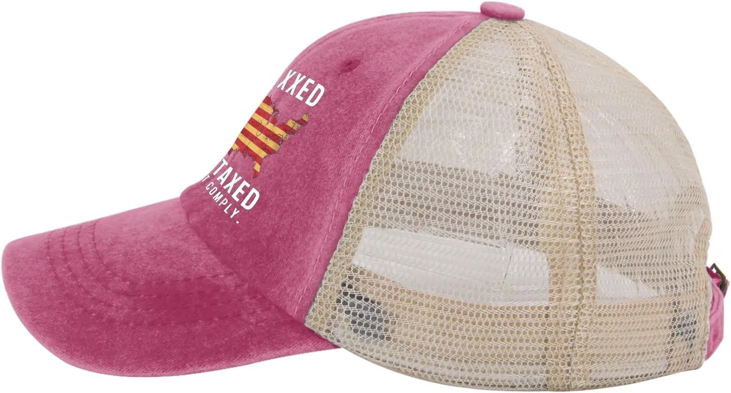 Unvaxxxed and Overtaxed I Will Not Comply Hat for Mens Retro Trucker Hat Womens AllBlack Cycling Cap Humor Unique