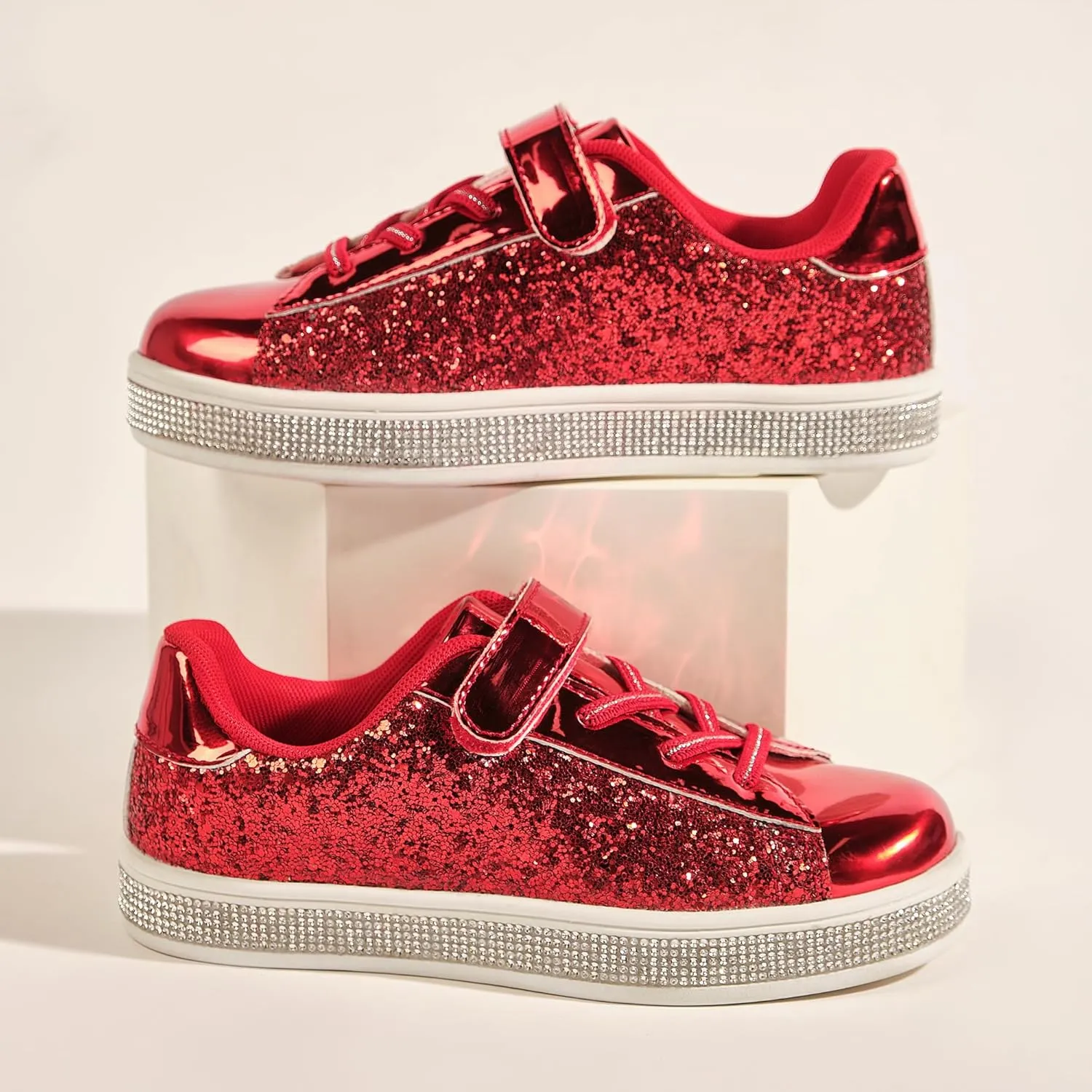 UUBARIS Girl's Glitter Tennis Sneakers - Fashion Sparkly Princess Shoes with Bling Walking Sneakers Sequin Design