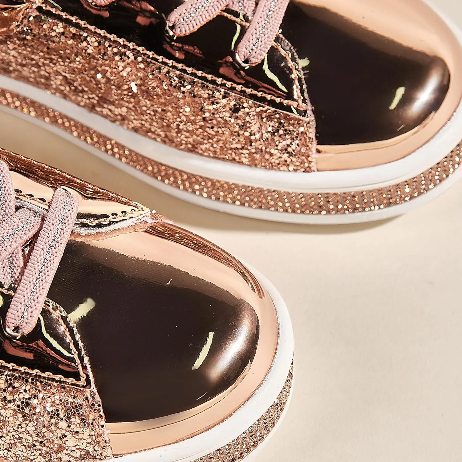 UUBARIS Girl's Glitter Tennis Sneakers - Fashion Sparkly Princess Shoes with Bling Walking Sneakers Sequin Design