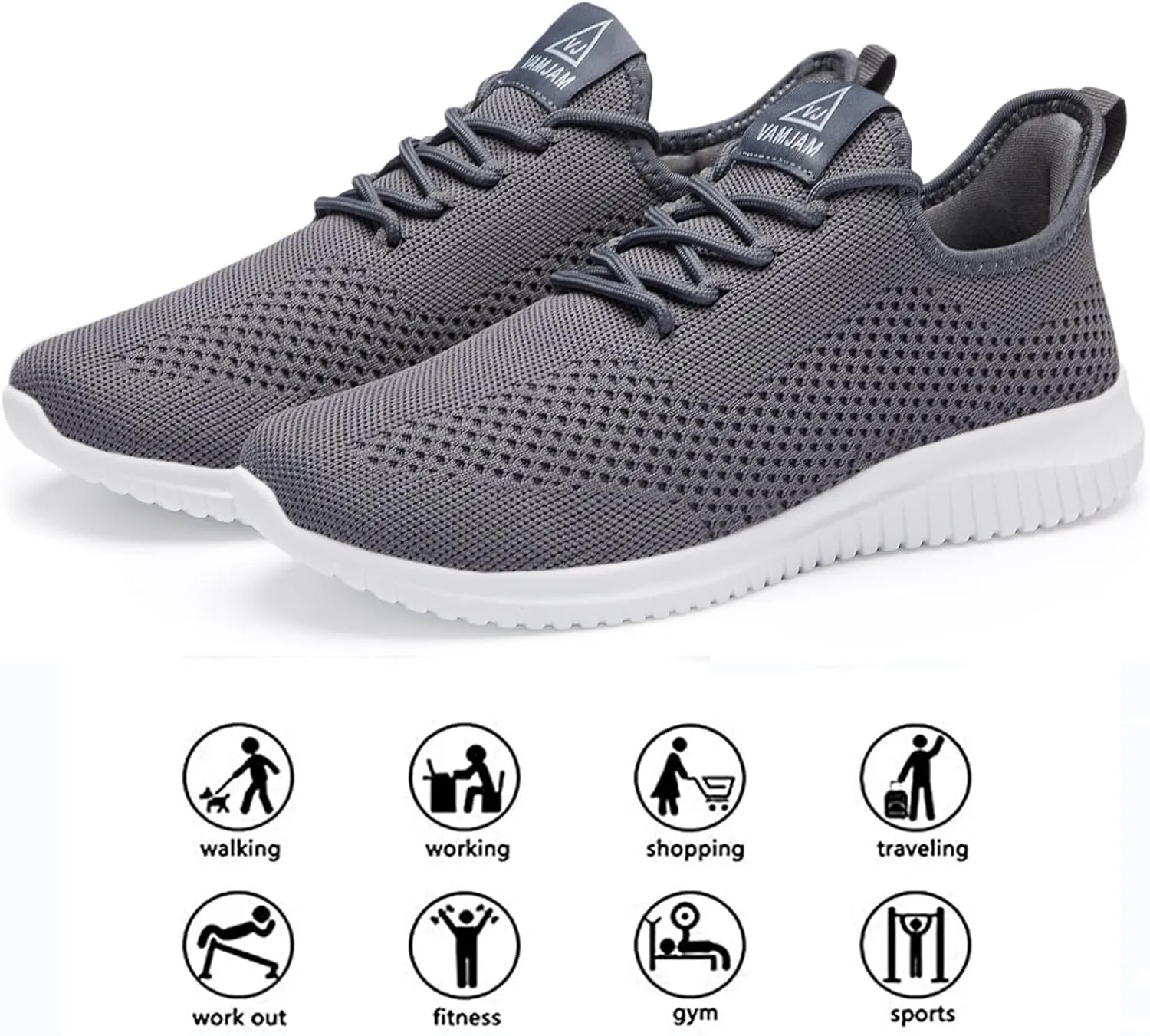 VAMJAM Men's Running Shoes Ultra Lightweight Breathable Walking Shoes Non Slip Athletic Fashion Sneakers Mesh Workout Casual Sports Shoes