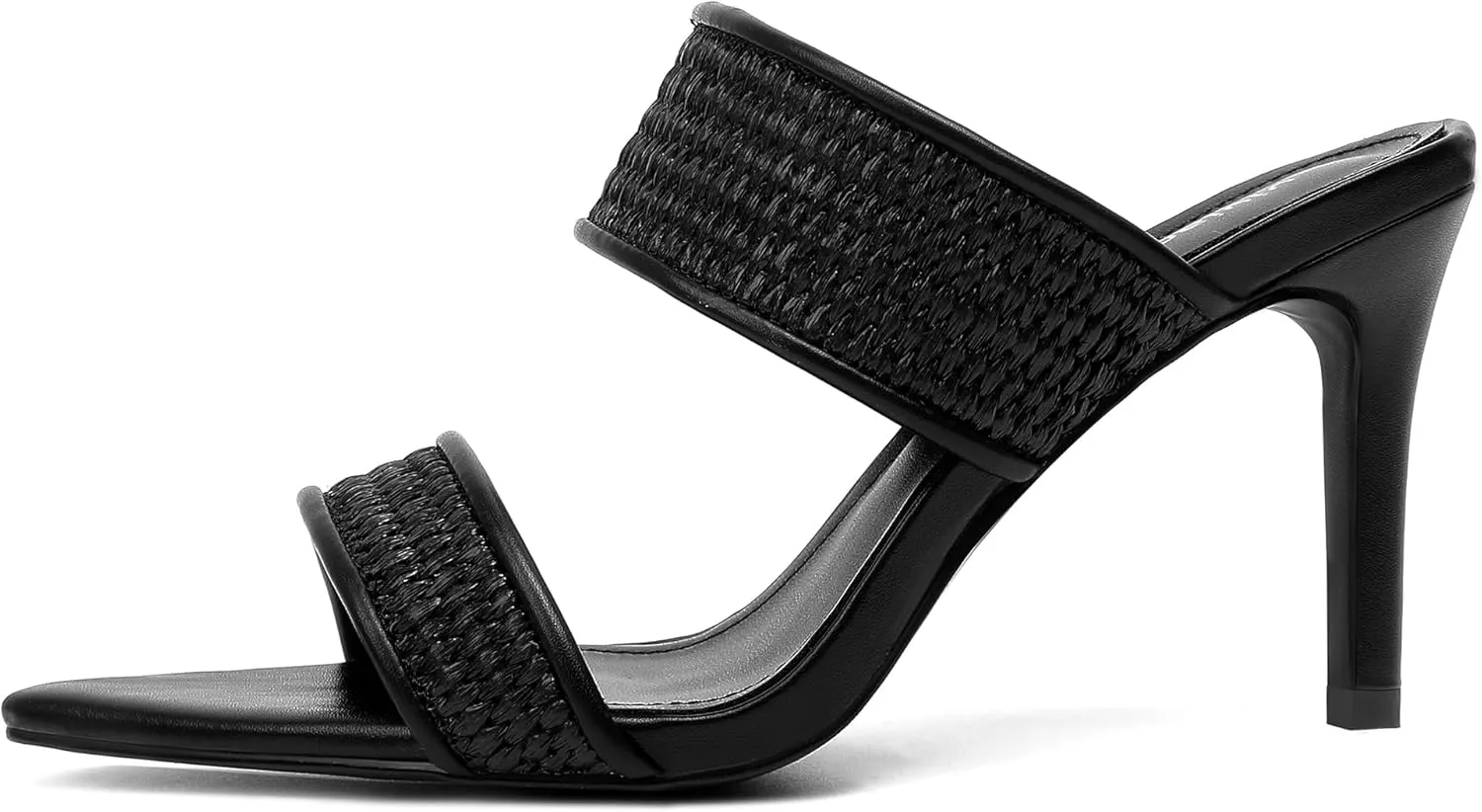 vivianly Clear Pointed Toe Heels Sandals Transparent Strap Stiletto High Heels Slip on Mules for Women