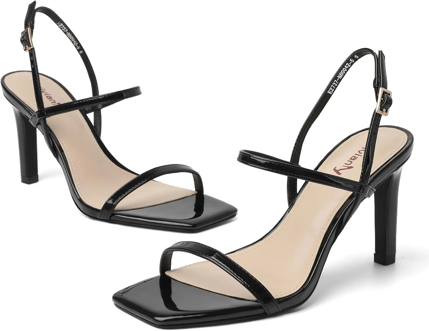 vivianly Women's Strappy Heels for Women Sandals Trendy Square Toe Sandals with Ankle Strap For Weddings, Proms, Parties