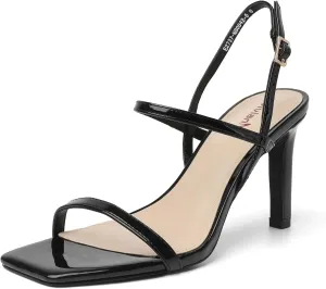 vivianly Women's Strappy Heels for Women Sandals Trendy Square Toe Sandals with Ankle Strap For Weddings, Proms, Parties