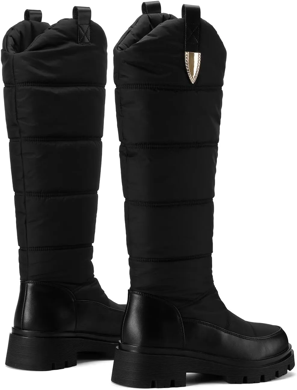 Warm Waterproof Winter Down Knee-high Boots for Women Thickened Insulated Faux Fur Lined Mid-Calf Boots Comfort Heat Retain Outdoor Cold Lightweight Snow Boots