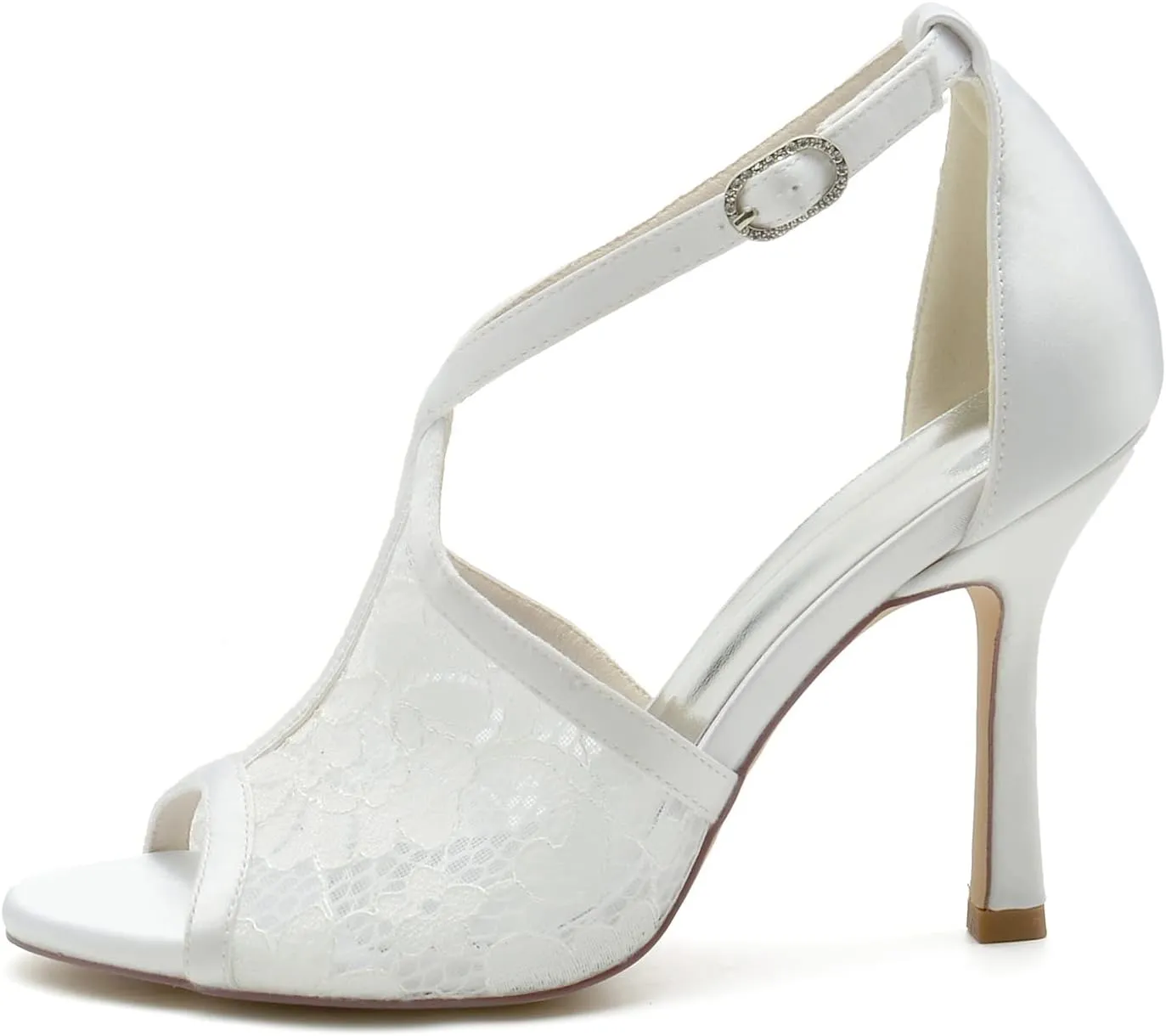 Wedding Shoes for Bride Sandals Heeled Stiletto High Heels with Lace Flower Peep Toe Bridal Shoes Wedding Dress Shoes for Women
