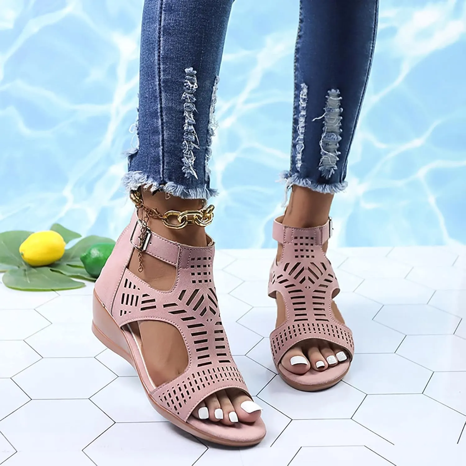 Wedge 2024 Heeled Sandals Cute Wedge Sandals Spring Open Toe Trendy Casual Comfort Summer Cover Heel Dressy Cutout