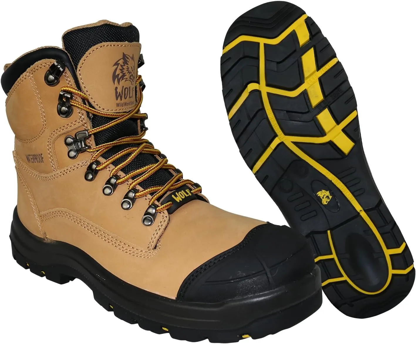 WOLF Work Boot | 100% Waterproof Genuine Leather | Oil, Heat, Chemical, Impact, Compression & Puncture Resistant | Electrical Hazards | Non-Slip Sole | Padded Collar | Construction | Industrial PPE