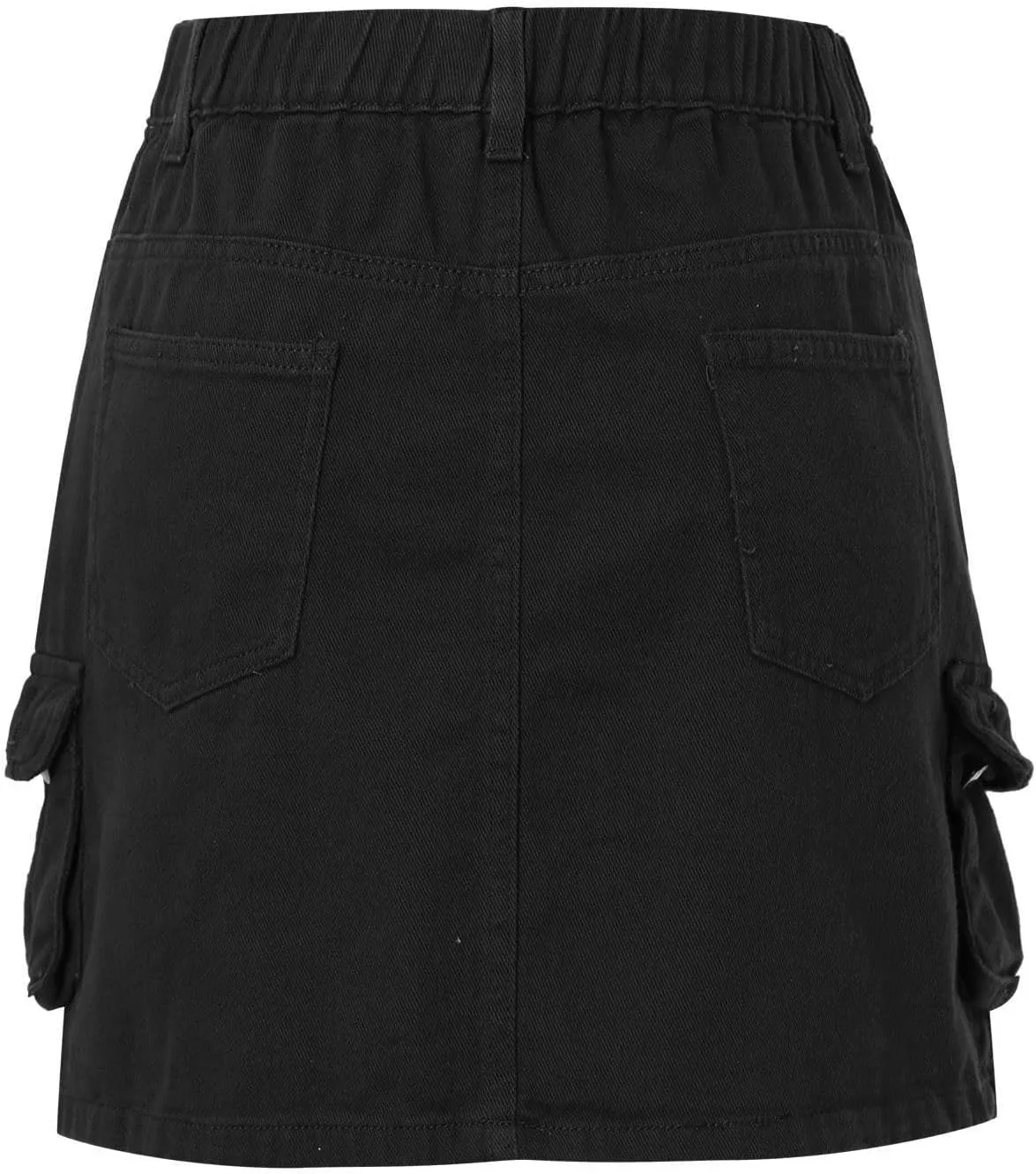 Women Mini Skirt Cargo Loose Solid Color Casual Low Waist Short Denim Jean Skirt with Pocket Women Denim Skirt
