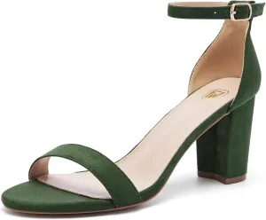 Women Open Toe Low Chunky Short Heels Ankle Strap Block Heel Sandals Party Dress Wedding Pump Shoes