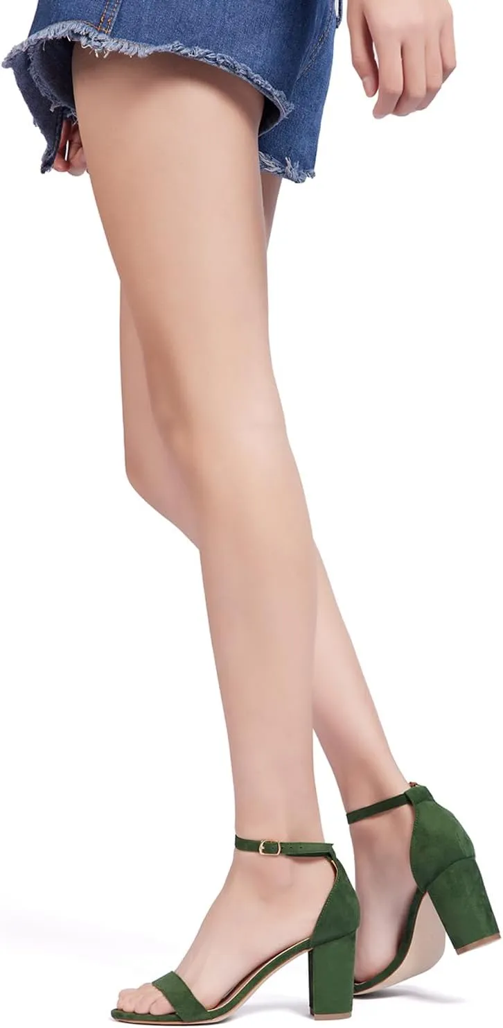Women Open Toe Low Chunky Short Heels Ankle Strap Block Heel Sandals Party Dress Wedding Pump Shoes