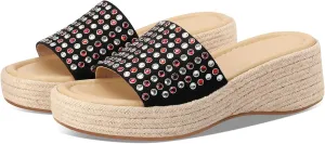 Women Woven Platform Wedge Sandals Slip on Espadrille Slides Bohemia Sandals Open Toe Beach Shoes