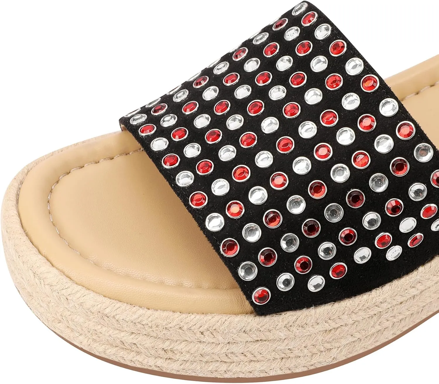 Women Woven Platform Wedge Sandals Slip on Espadrille Slides Bohemia Sandals Open Toe Beach Shoes