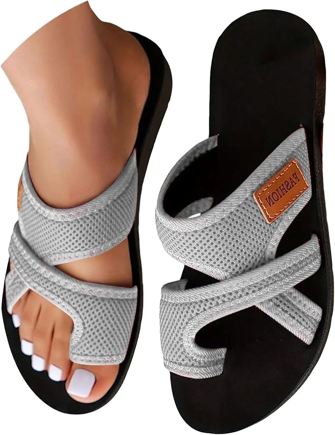 Women's 2025 Trendy Breathable Mesh Slide Sandals Orthopedic Arch Support Hollow Design Lightweight Summer Shoes
