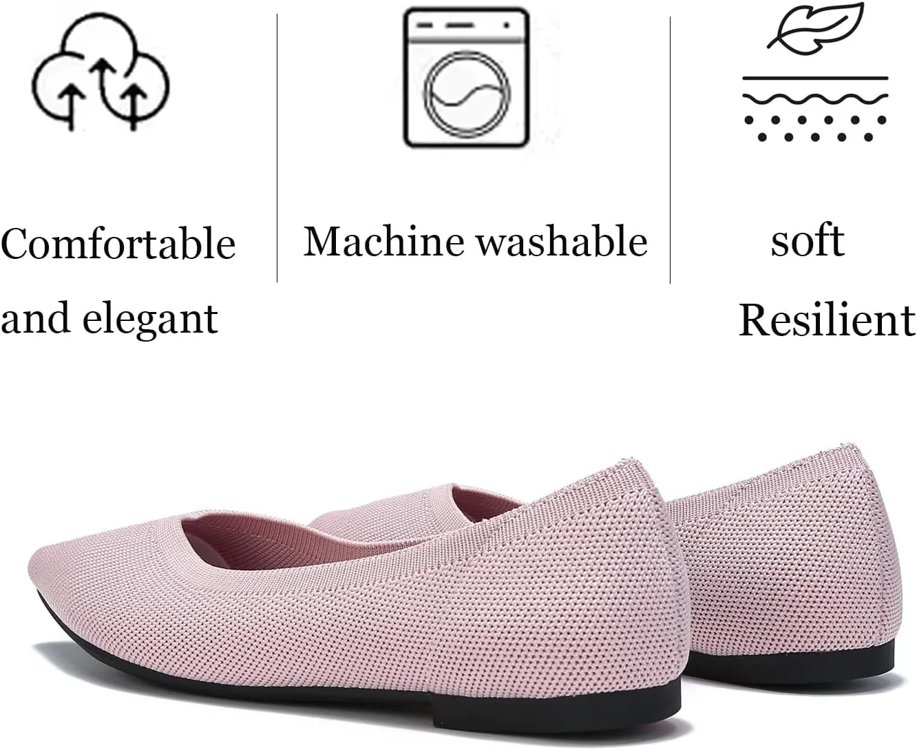Women's Ballet Flats Comfort Breathable Mesh Knit Leopard Black Pointed Toe Slip On Shoes