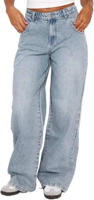 Women's Black Low Rise Baggy Jeans