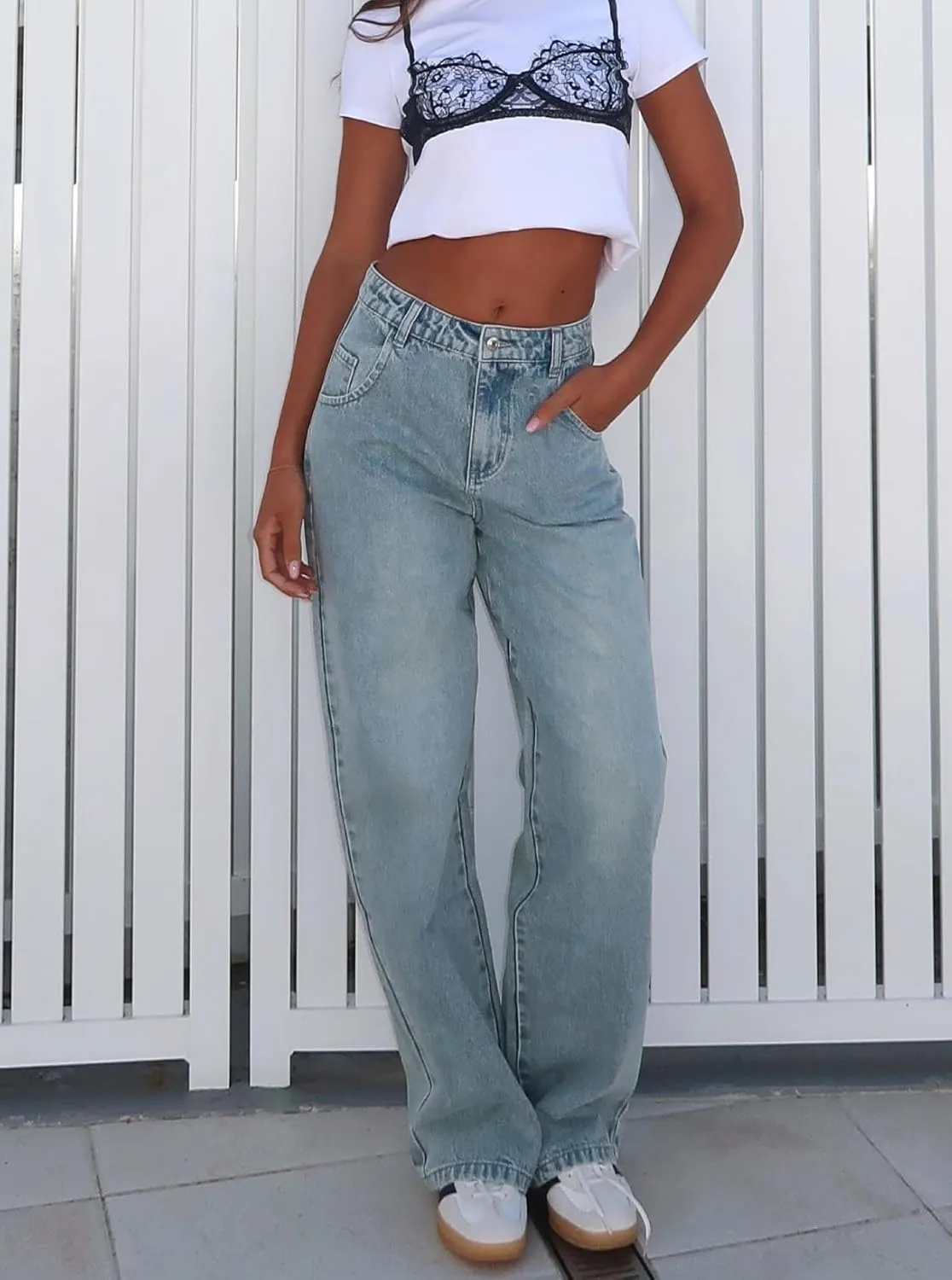 Women's Black Low Rise Baggy Jeans