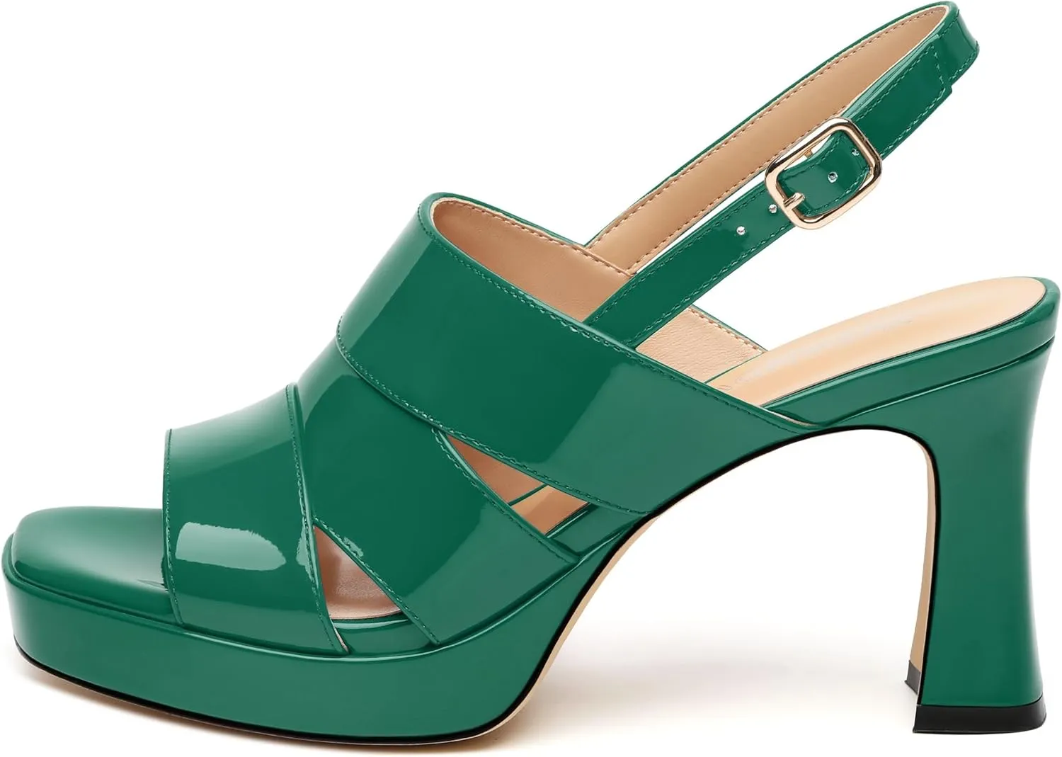 Womens Chunky Block Platform High Heels,Square Open Toe Strappy Heel Sandals for Women, Wedding Party Prom Fashion Slingback Dress Sandals