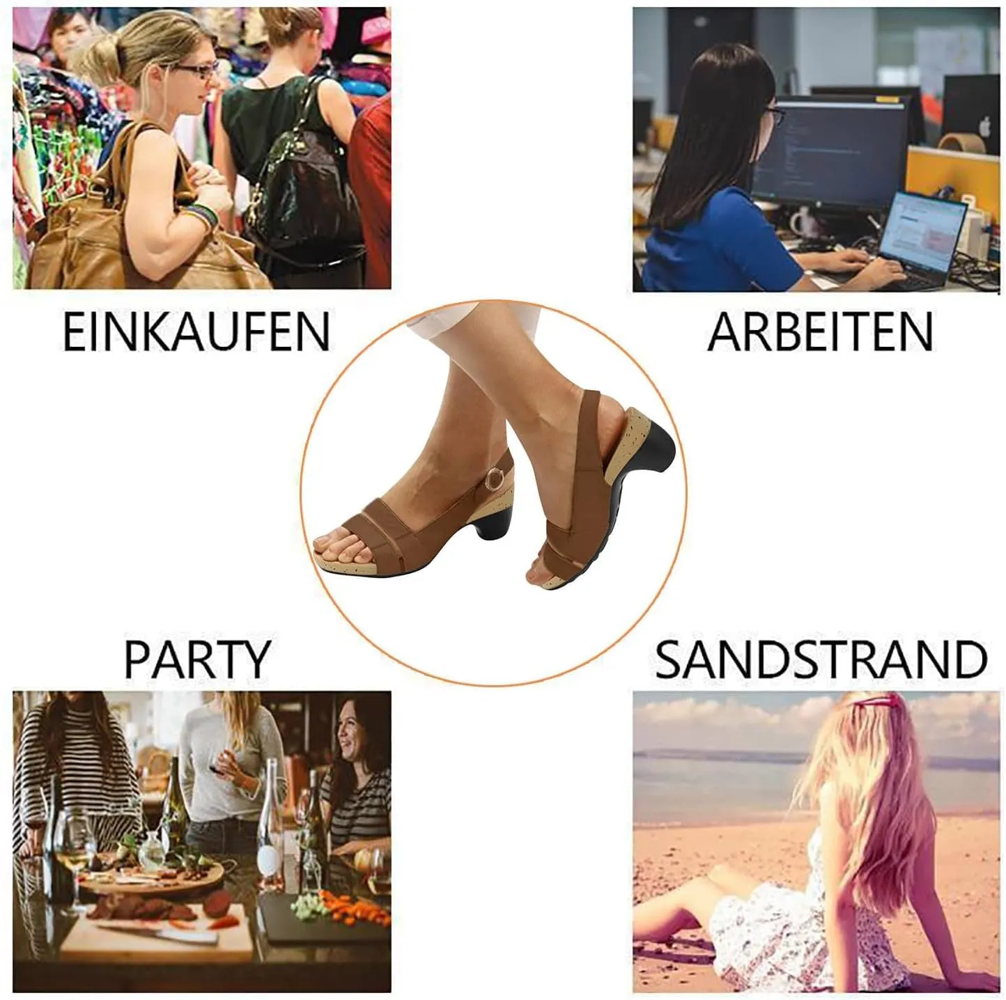 Women's Comfy Orthotic Sandals,Women's Ultra-Comfy Dressy Summer Toe Ankle Strap Chunky Heeled Shoe