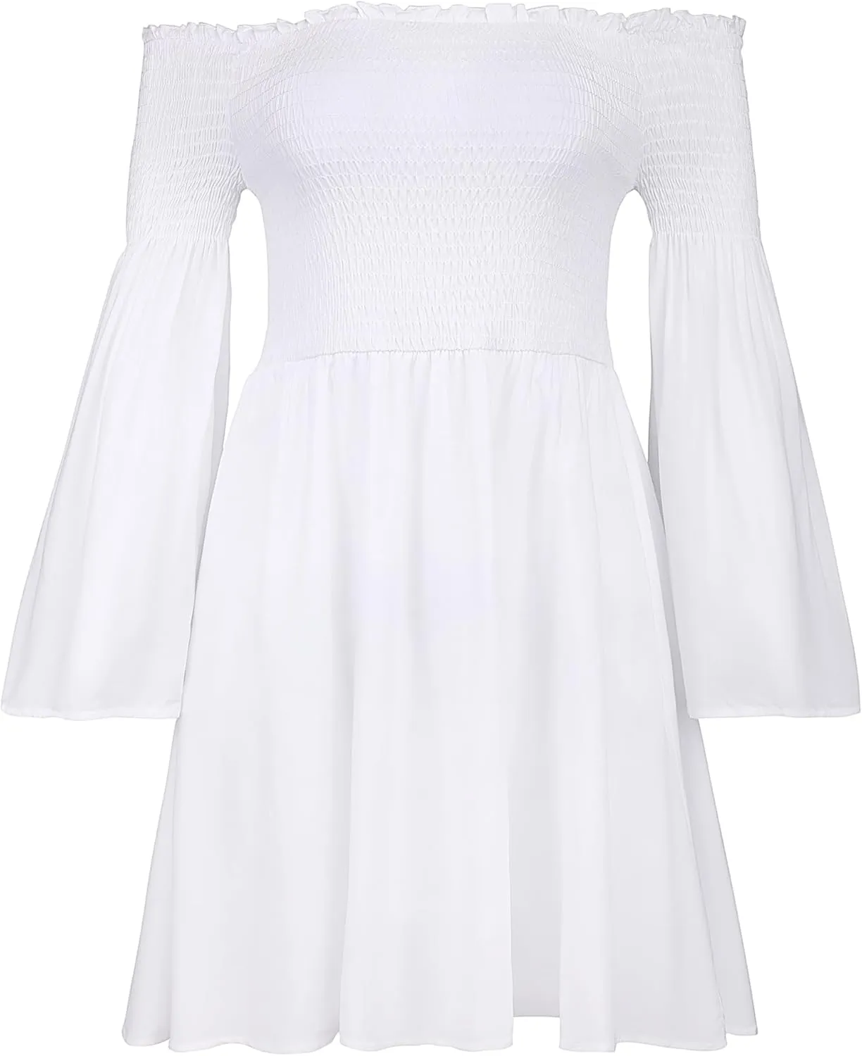 Women's Dress Summer Floral Long Sleeve Off Shoulder Casual Mini Dresses