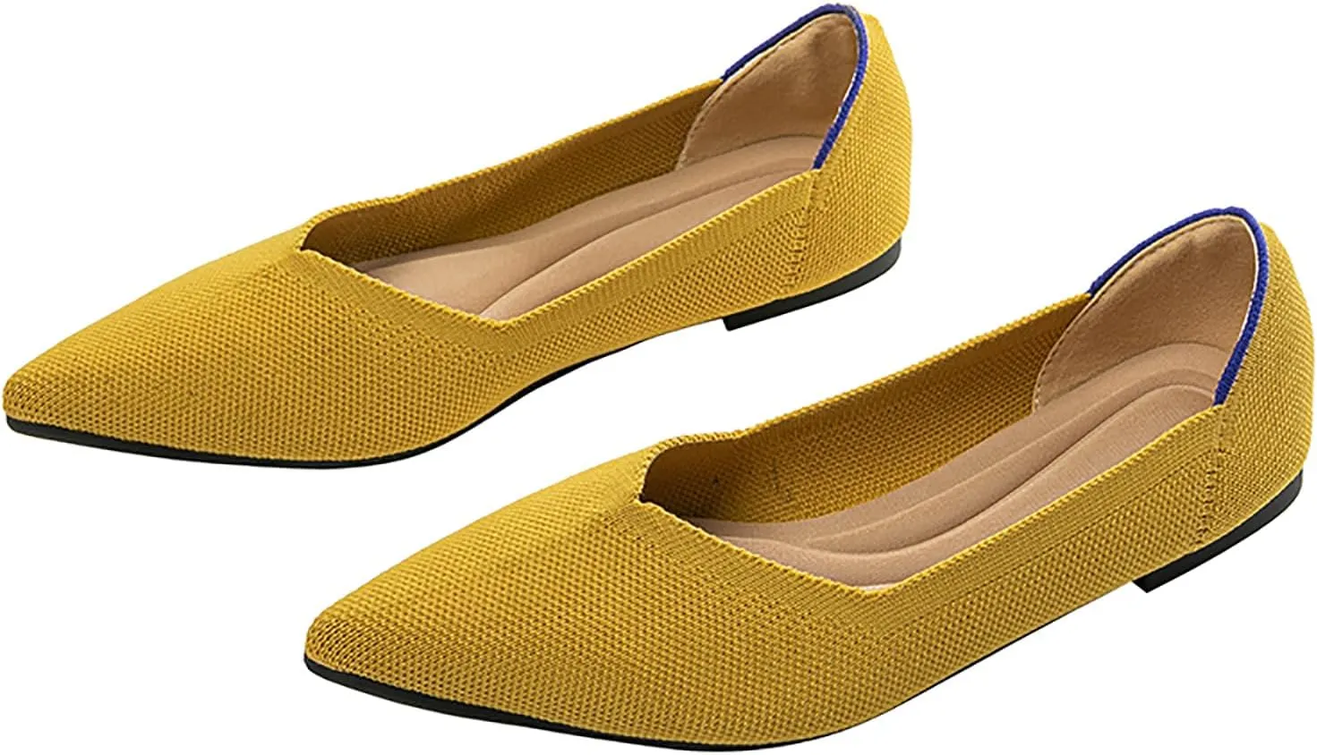 Women's Flats Shoes Pointed Toe Knit Ballet Comfortable Dressy Slip On Flat Classic Ballet Office Work Shoes